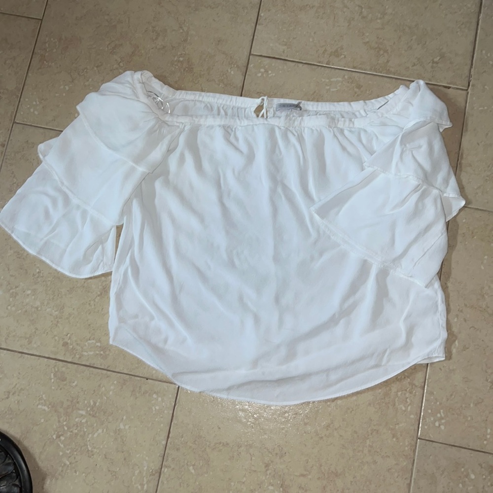 Halter Neck Off the Shoulder White Flowing Top